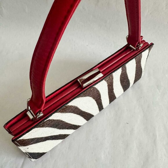 CHICEST Adrienne Vittadini leather zebra print calf hair mini purse - Picture 6 of 8